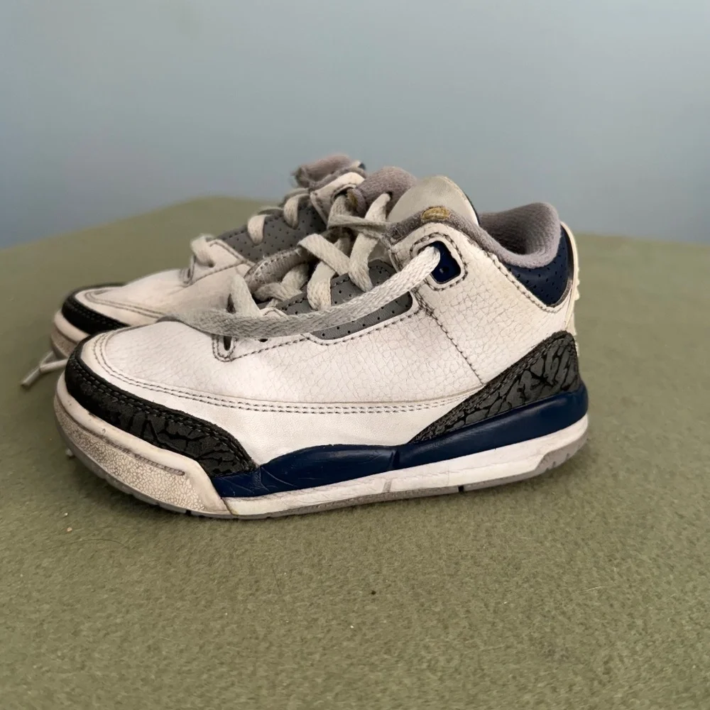 Nike Air Jordan 3 Retro‎ TD Shoes Toddler Size 9C White Midnight Navy DM0968-140
